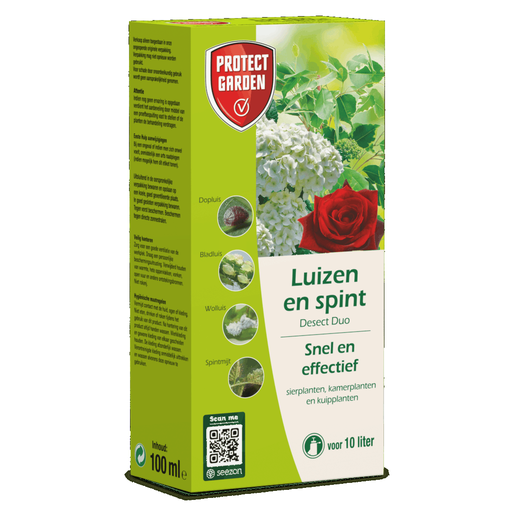 Kant en klaar product tegen luizen, rupsen, witte vlieg, trips en kevers op groenten en sierplanten.