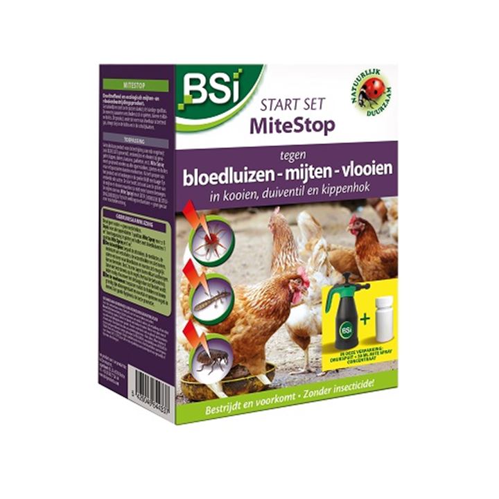 Doeltreffend bestrijdingsmiddel tegen rode bloedluizen, mijten, vlooien en andere parasieten bij kippen, duiven en (sier-)vogels.