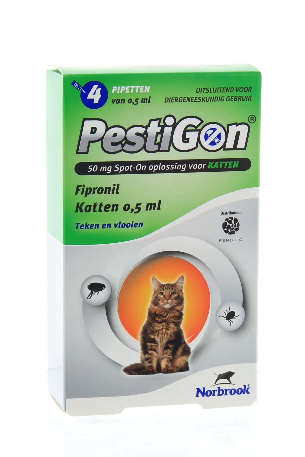 Pipetten tegen vlooien en teken bij katten. Pestigon heeft een onmiddelijke werking en een langdurige werking. Werkt maximaal 8 weken lang tegen vlooien, 4 weken tegen teken