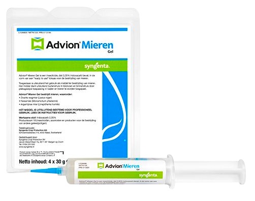 Ter bestrijding van de belangrijkste mierensoorten. Advion Mieren Gel op basis van indoxacarb is een zeer aantrekkelijk middel ter bestrijding van de belangrijkste mierensoorten, zoals de zwartewegmier, de reuzenmier, het spookdraaigatje
en de Argentijnse plaagmier. De werkzame stof, indoxacarb, wordt eerst geactiveerd door het enzym
van de mier. Hierdoor kan er gedifferentieerd worden tussen beoogde en niet-beoogde insecten.
TOELATINGSNUMMER: NL-0004393-0000
WERKZAME STOF: Indoxacarb 0,05%