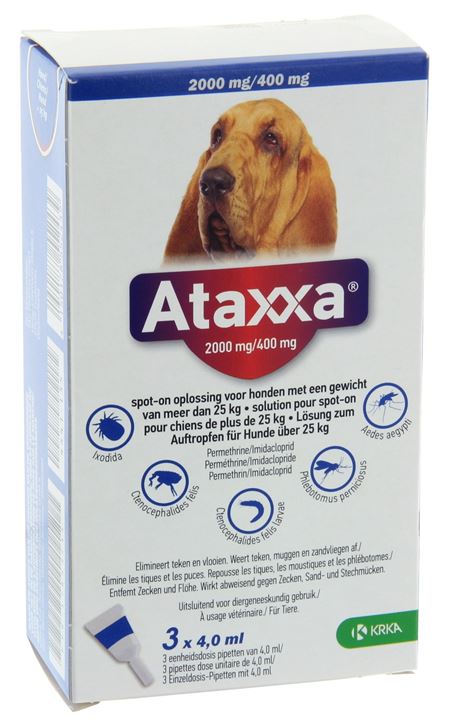 Spot on oplossing voor de behandeling/preventie van vlooien bij honden van >25 kg.