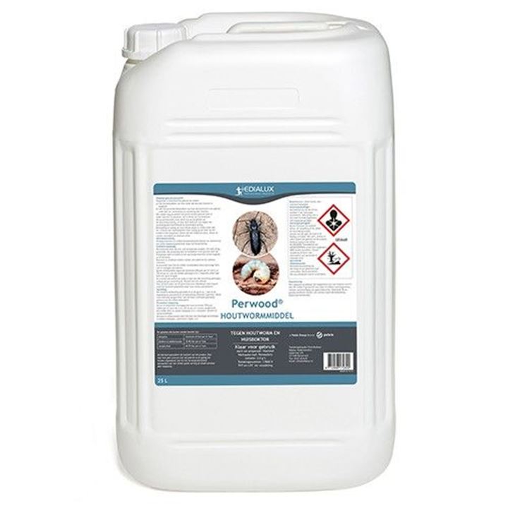 Product tegen houtaantastende insecten. Werkt tegen houtworm, spinhoutkever en boktor