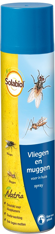 Vliegen- en muggenspray doodt vliegende insecten zoals vliegen, muggen en motten.