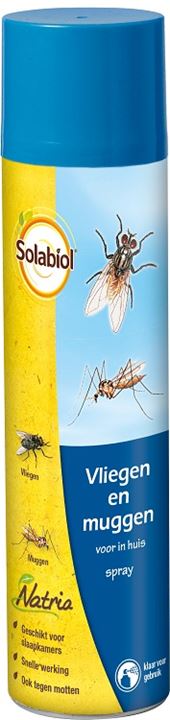 Vliegen- en muggenspray doodt vliegende insecten zoals vliegen, muggen en motten.