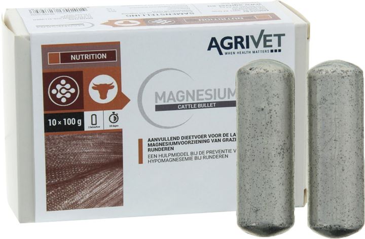 Bolus met langdurige afgifte bestaande uit een legering van magnesium, koper en aluminium.