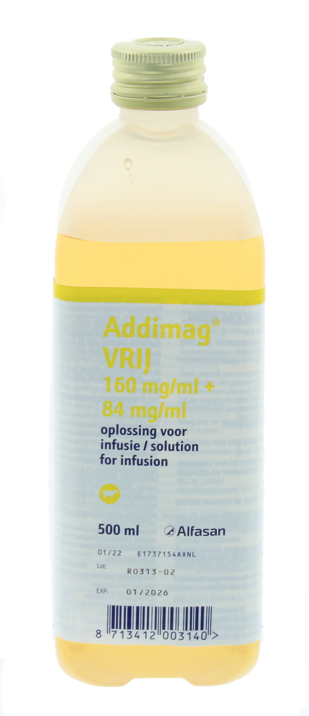 Addimag 160 mg/ml + 84 mg/ml oplossing voor infusie voor runderen.