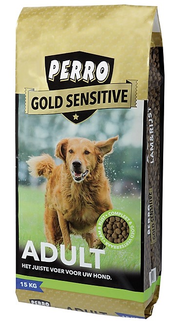 Perro Gold Sensitive is een volledig diervoeder dat naadloos aansluit bij de voedingsbehoefte van actieve volwassen honden van middelgrote tot grote rassen.