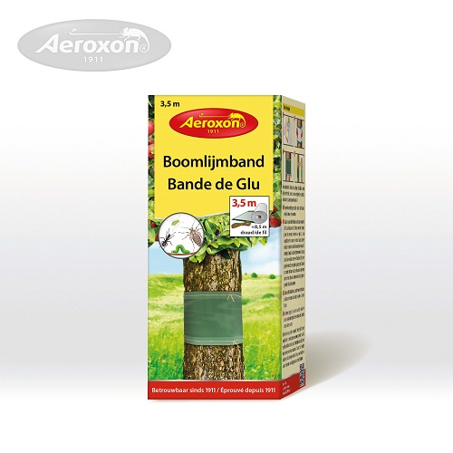 Ecologische, niet giftige lijmband. Beschermt bomen, vrucht- en sierheesters tegen rupsen, mieren, bladluizen en andere parasieten.