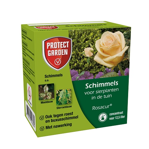 Tegen sterroetdauw, meeldauw en roest op sierplanten in de tuin, ook tegen buxusschimmel. Ideaal voor rozen.
Met nawerking, werkzame stof tebuconazool