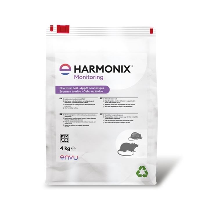 Harmonix® Monitoring is een hypoallergeen aas dat haver bevat in plaats van tarwe.
Voor pro-actieve monitoring van knaagdierenactiviteit. Bevat smaakloze kleurstoffen welke het opsporen van uitwerpselen vergemakkelijkt. Nadat ze van het aas gegeten hebben laten de knaagdieren uitwerpselen achter waardoor ze makkelijker te detecteren zijn.