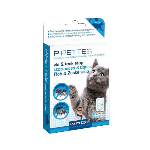 The Pet Doctor Vlo en Teek Stop PIPETTES voor Katten (4x1,5ml).