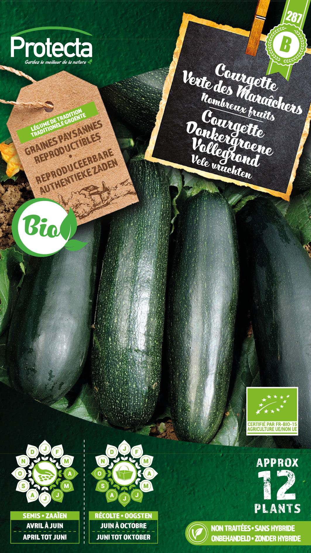 Courgette Donkergroene Vollegrond FR-BIO-15 nr. 287