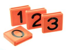 Schuifnummers oranje, opdruk zwart, 10st